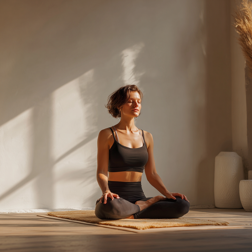 Жінка медитує на природі